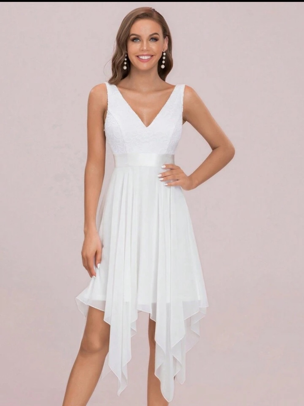 Ever-Pretty Women's Spring V Neck Lace Chiffon A Line Prom wedding Dresses